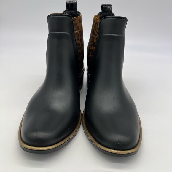 Kate Spade New York Chelsea Booties Black Leather Leopard Print Womens 6/7 - Picture 9 of 14